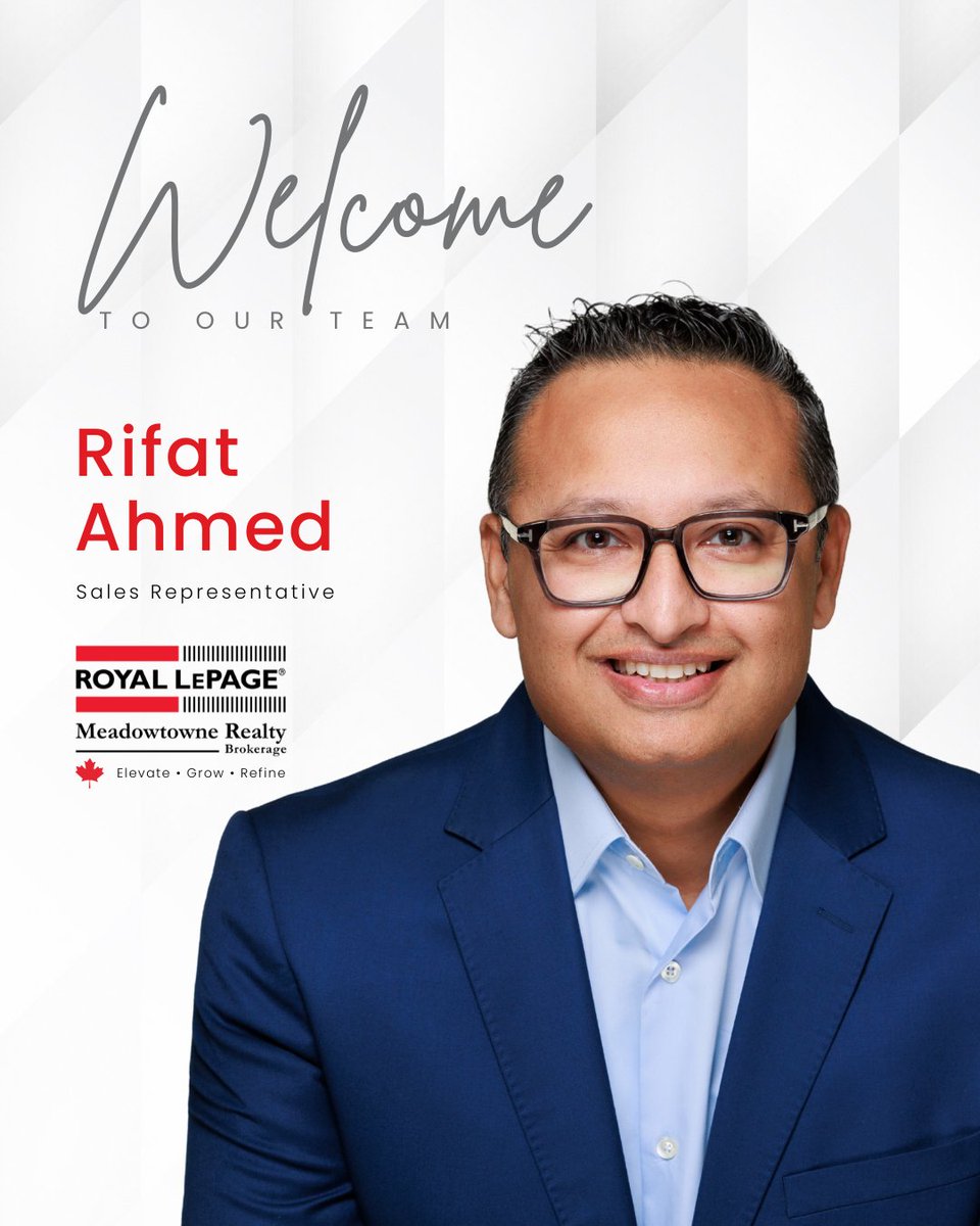 Please join us in welcoming Rifat Ahmed, Sales Representative in our Mississauga Office.
.
Rifat can be reached at 647-891-3633 | rifatahmed@royallepage.ca  |  ow.ly/T9gq50XepMy
.
#RLPMRealty #ElevateGrowRefine #HelpingYouIsWhatWeDo #MississaugaRealEstate