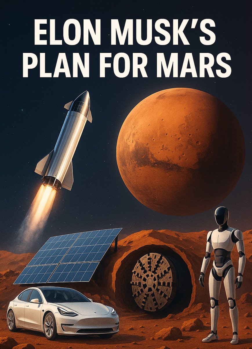 I’m critical of Elon Musk.
But I also think he thinks way deeper and further than 99.9% of humans alive.

Every one of his companies fits like a puzzle piece into a single master plan:
a self-sustaining colony on Mars.

•SpaceX builds the ships to get there.
•Tesla makes the