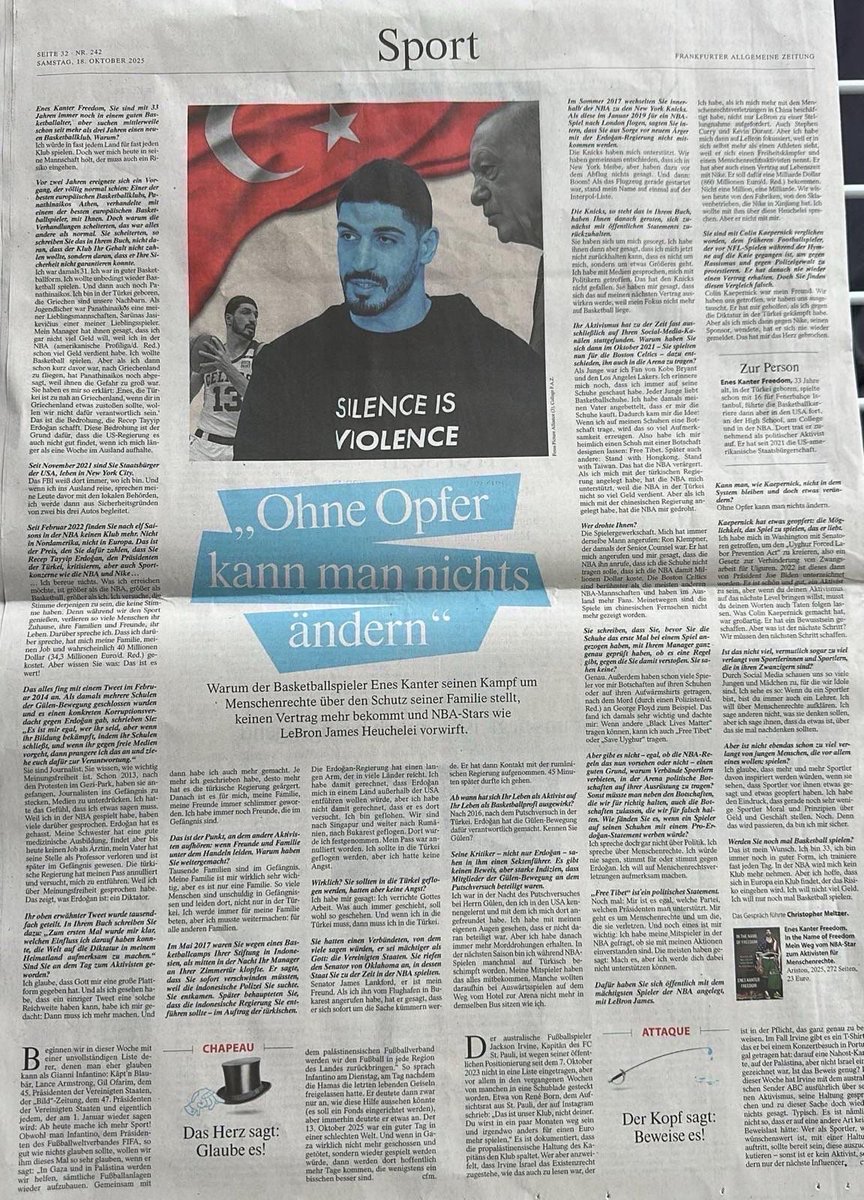 Almanyanın önemli bir gazetelerinden bir olan (Frankfurter Allgemeine Zeitung)’daki
“In The Name Of Freedom” kitabımız ile alakalı son röportajımız.

🚨“In The Name Of Freedom” kitabının Almanca versiyonunu aşağıdaki linkten sipariş verebilirsiniz. 
👇
amzn.eu/d/h6VAloo