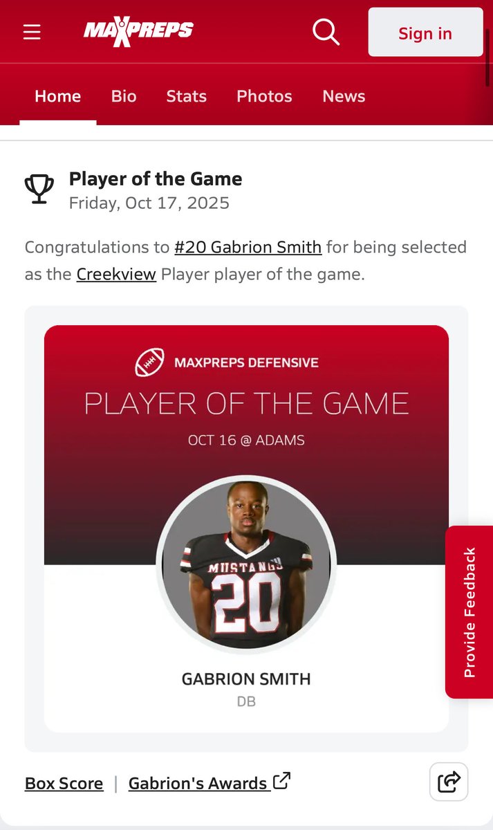 Gabrion smith (@gl_smith11) on Twitter photo I also won <a href="/MaxPreps/">MaxPreps</a> player of the game I also won <a href="/MaxPreps/">MaxPreps</a> player of the game