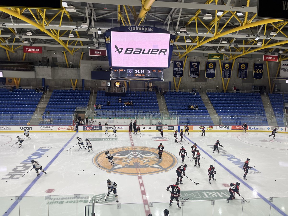 <a href="/QU_WIH/">Quinnipiac Women's Ice Hockey</a> and <a href="/GoNUwhockey/">Northeastern Women’s Hockey</a> are finishing up their weekend series today at M&amp;T Bank Arena!

Stay tuned to this thread for updates on the game.

<a href="/Q30Sports/">Q30 Sports</a> | #NCAAHockey