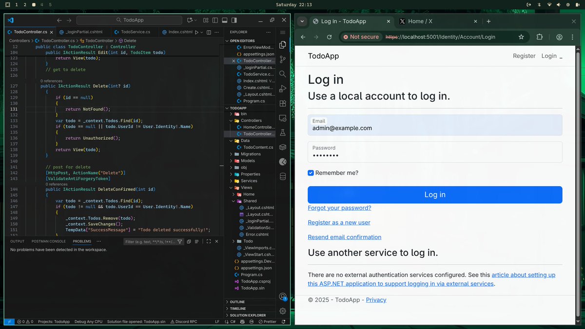 virtualabishek's tweet image. #LearningUtsav2025 #FestivalOfLearning #LUD20 Today, i have gone through integration Securing in ASP.NET Core Application. I have implemented the role based authentication, and we can be safe from vulnerablities like XSS, CSRF ...
Update: github.com/virtualabishek…