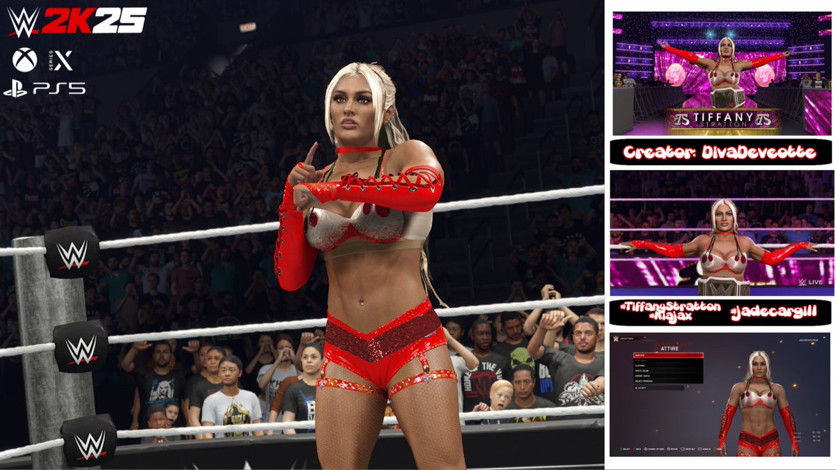 windowwasher56's tweet image. Tiffany’s gear from 10/4/25

Tags  #TiffanyStratton #NiaJax #jadecargill 

CREATOR: DivaDeveotte 

#WWE2K25 @2kwrestling2 @2kSajed_A @2kHottie @2kWomen @L2kgames @KOMaster2K @wwe2kgears @2kattiresbyme