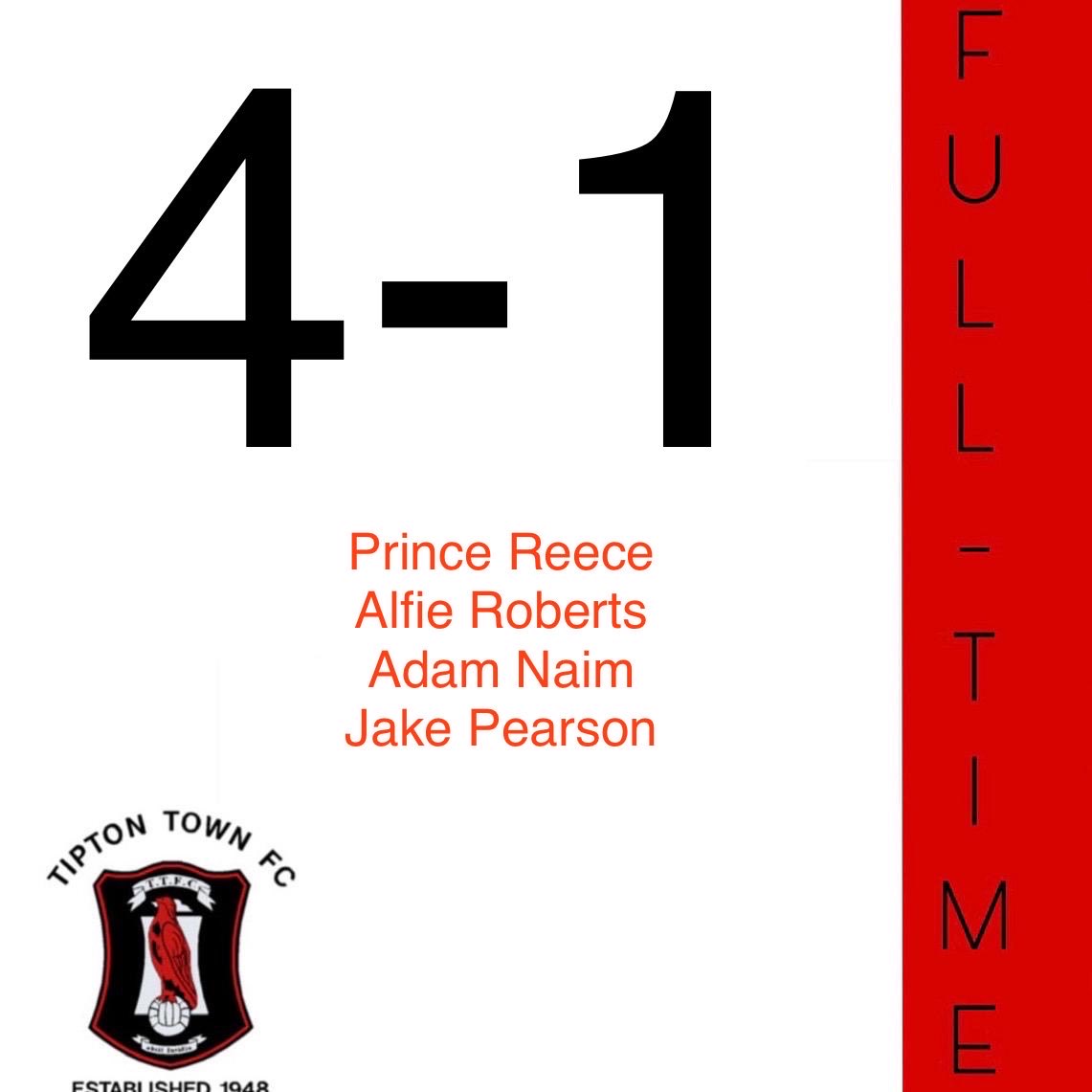 First team full-time!

Tipton Town 4-1 Stourport Swifts Alliance