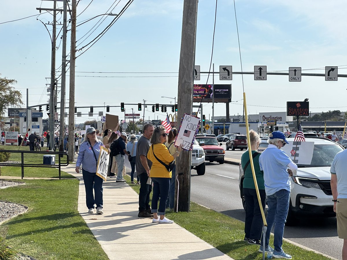 Hundreds have lined Monroe Street for Toledo's "No Kings" protest. I spoke to a couple demonstrators, including one who took a bit of inspiration from those in Portland, as well as the founder and president of the Farm Labor Organizing Committee.