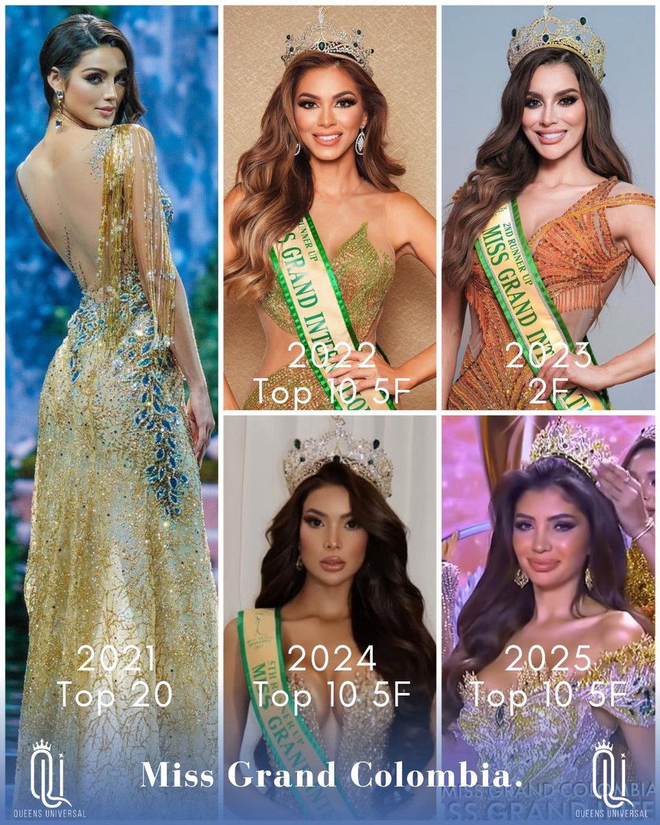 Así nos ha ido en los últimos 5 años. Si bien no son malos los resultados, hay que pensar en dar un paso más 👑✨️🇨🇴
#missgrandinternational2025 
#MissGrandInternational 
#MissGrandColombia 
#Colombia