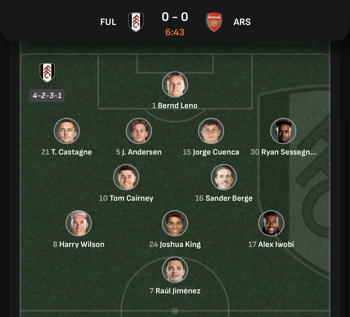 WEFOOTBALL777's tweet photo. 2025-26 PREMIER LEAGUE MATCHWEEK 8
Sat 18 Oct 17:30 UKT - Fulham vs Arsenal starting XI
#wefootball777 #football #premierleague #MatchWeek8 #fulhamfc #arsenal https://t.co/qtAH9lzL3t