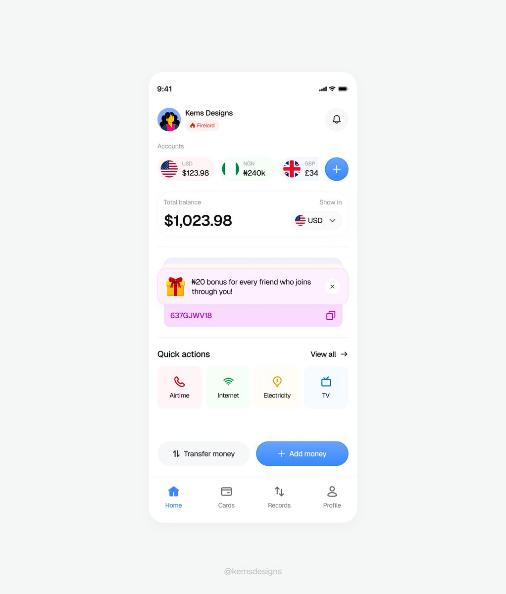 kemsdesigns's tweet image. Random designs I worked on ✨🌚
Job Search Platform
Fintech app - home page
Another fintech app (web 3)
Personal Finance Management - Spleet
I don't have names for the rest lol, but is it obvious i like colors? 😅