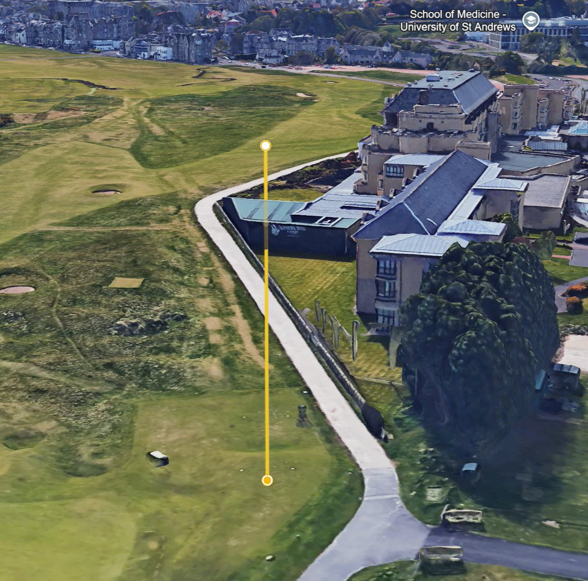 Does anyone know why the Old Course Hotel (built in 1968) is so close to the 17th hole?

What made them decide to put up a giant building nearly in the middle of the 17th hole? 

Especially when there is so much land available and the building was not forced to be this close.