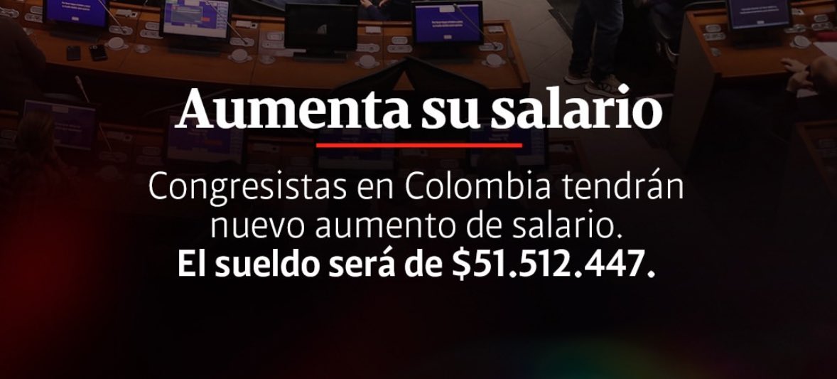 Los congresistas ahora ganarán 51.512.447 de pesos.

Sin contar que recibirán la misma cifra para contratar UTL. Más los tiquetes de avión y la comida que les dan todo el tiempo.

Y son 296 congresistas en total.

Esto es injusto en un país con tanta pobreza.😔