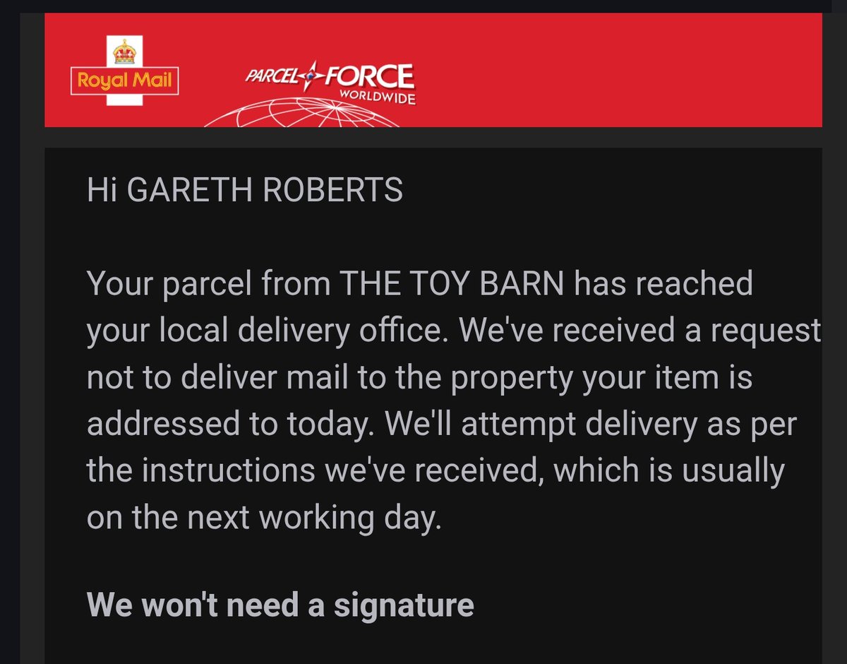 GazzaSRobets's tweet photo. @RoyalMailHelp Requested from who? I paid extra to have this item delivered quicker. But now I won't get it until Monday at the earliest if you even feel like turning up! https://t.co/IqUkCTv2CC