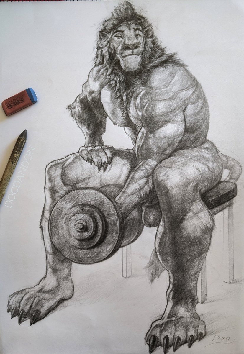 Commission - A big liger. 
Pencil on paper.