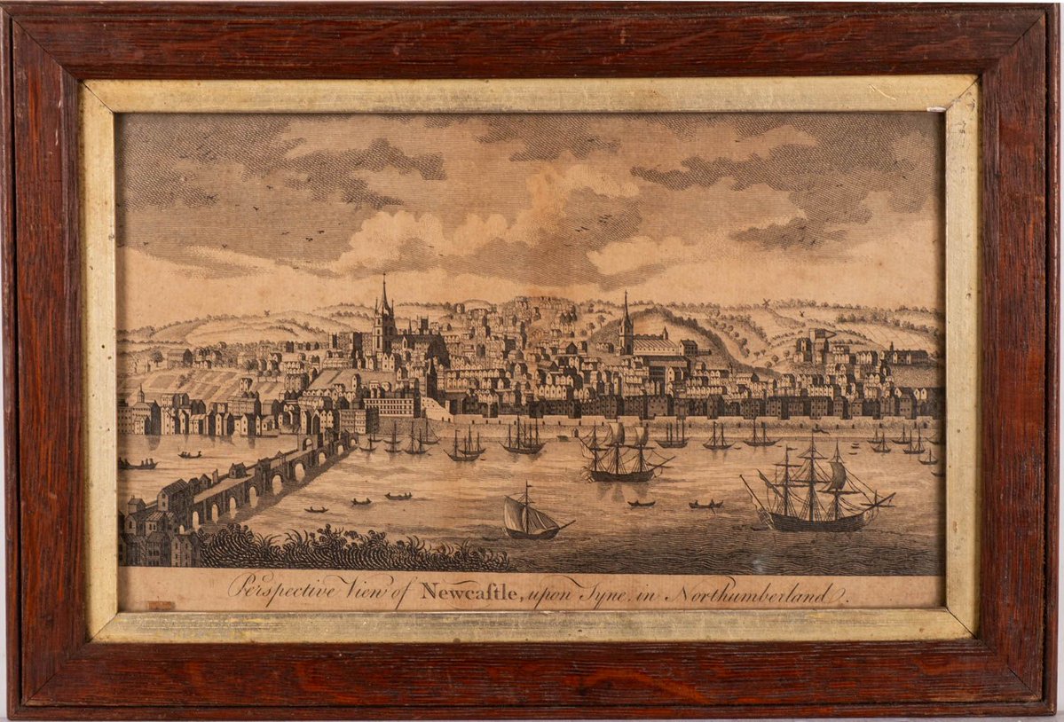 robertneuk's tweet image. Coming to auction in a mixed lot is this 18th century copperplate engraving, "Perspective View of Newcastle upon Tyne in Northumberland".
Probably taken from "The Complete English Traveller" by Nathaniel Spencer, 1771.
Image: Bearnes Hampton & Littlewood