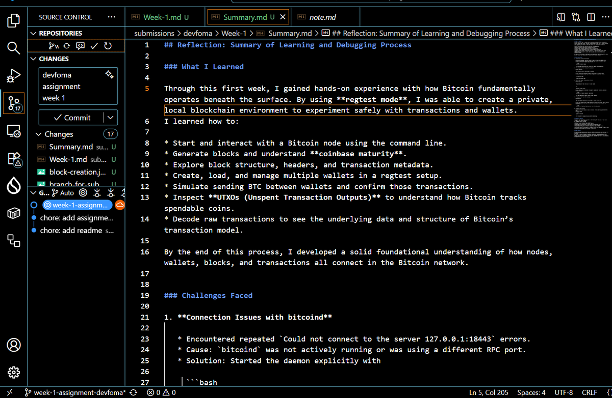 devfoma's tweet image. Session 2 for the #rustforbitcoin training was done yesterday with @0xGideonBature,
I learnt how to generate addresses, send test tokens to another address, read the data of that transaction and a lot more.
Assignments done, PR created and ready for the next challenge. 🚀💪