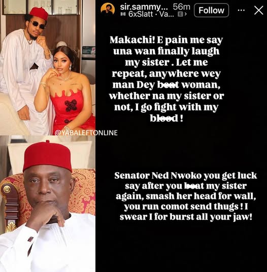 yabaleftonline's tweet image. You get luck say you run commot after you b3at my sister, I for burst your jaw - Regina Daniel's brother calls out Ned Nwoko.