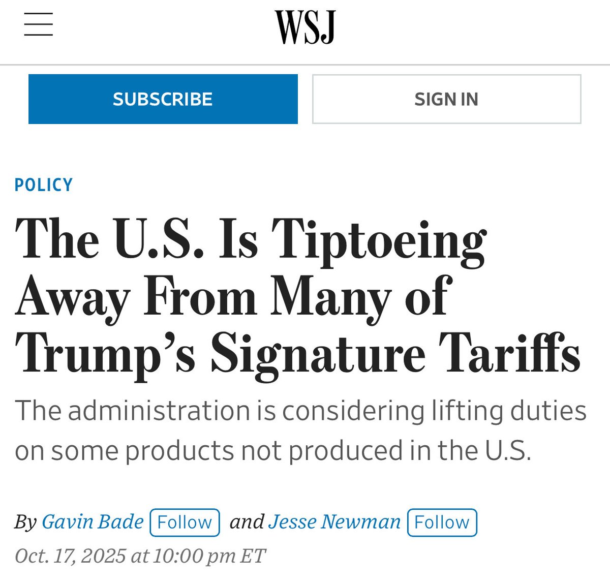 I predicted that Trump will backtrack on his tariffs in six months.

Well, I was off by three weeks.