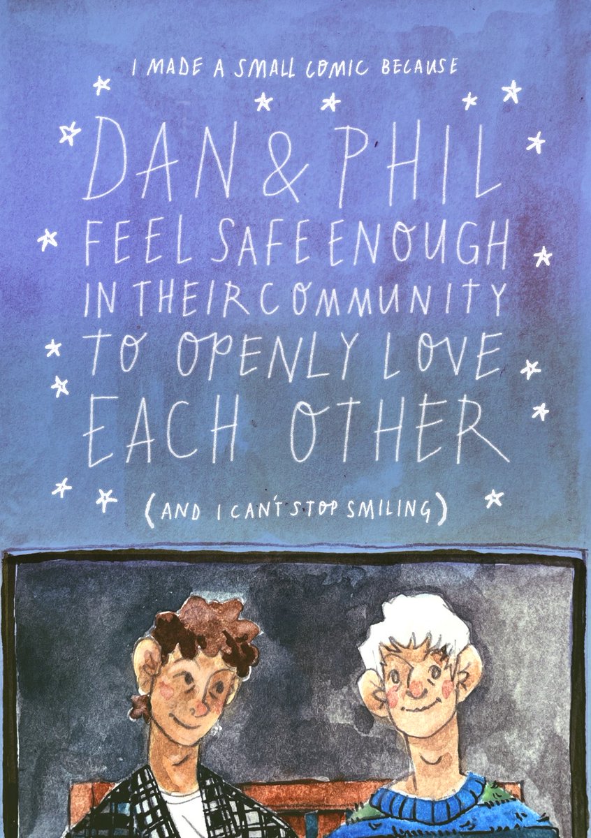 made a small comic about dan and phil and community and being queer #phanart 1/3