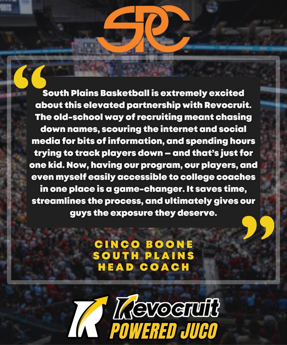 JC4PT's tweet image. 🚨 Revocruit Powered JUCO Alert
We’re excited to announce that South Plains College Men’s Basketball has been Elevated to a Revocruit Powered JUCO — joining an elite group of programs redefining exposure, connectivity, and recruiting at the junior college level.
🗣️ “South…