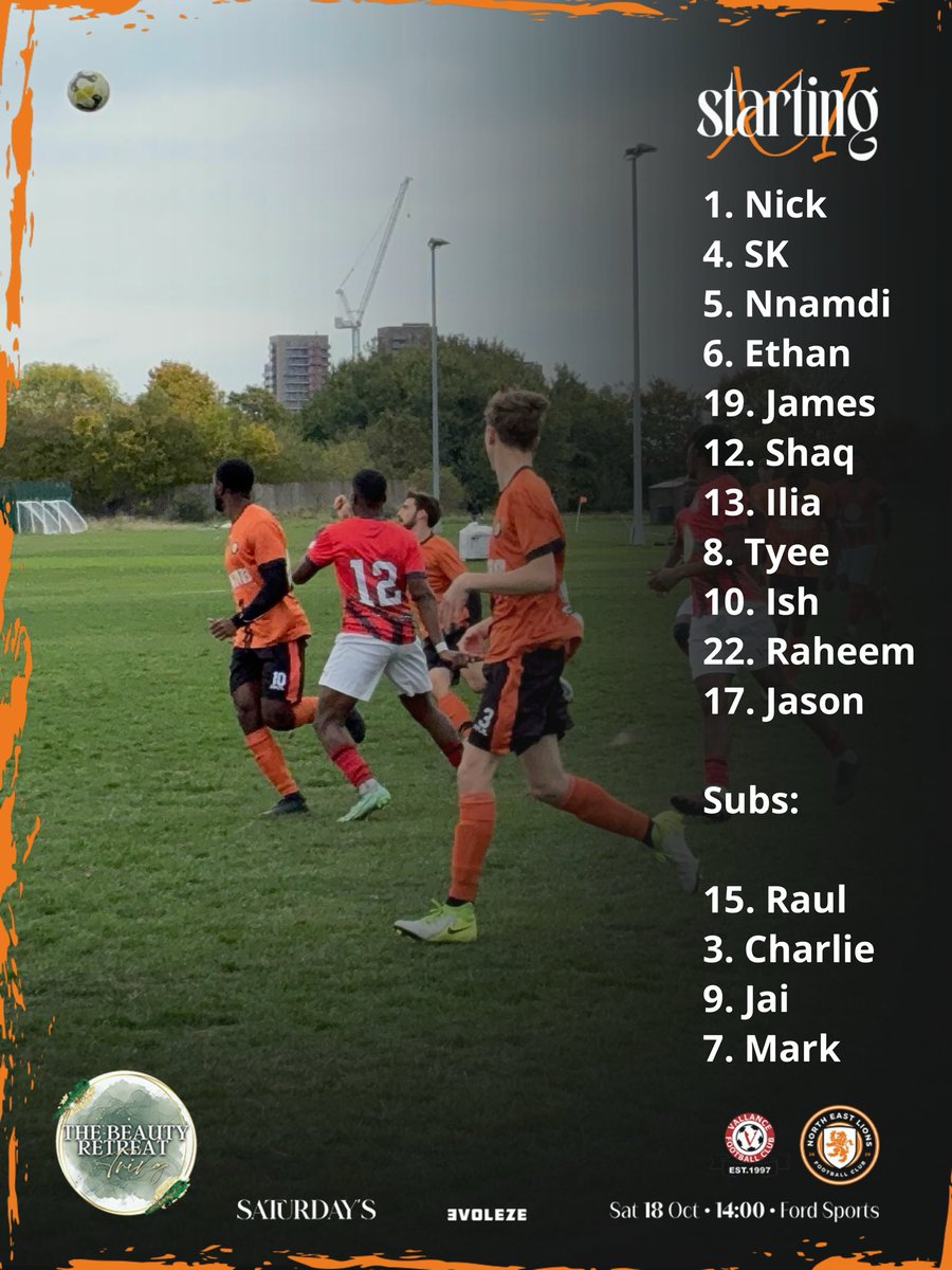 NorthEastLions1's tweet photo. Your #lions starting #lineup today against @vallancefc 🦁⚽️💪

Thanks to our 25-26 #sponsors:

#swablogistics👏 
#rnrlounge👏 
#thebeautyretreat 👏 

#londonfa #essexallianceleague #squad #journey #club #team #sportsclub #football #soccer https://t.co/2L79v1dvZa