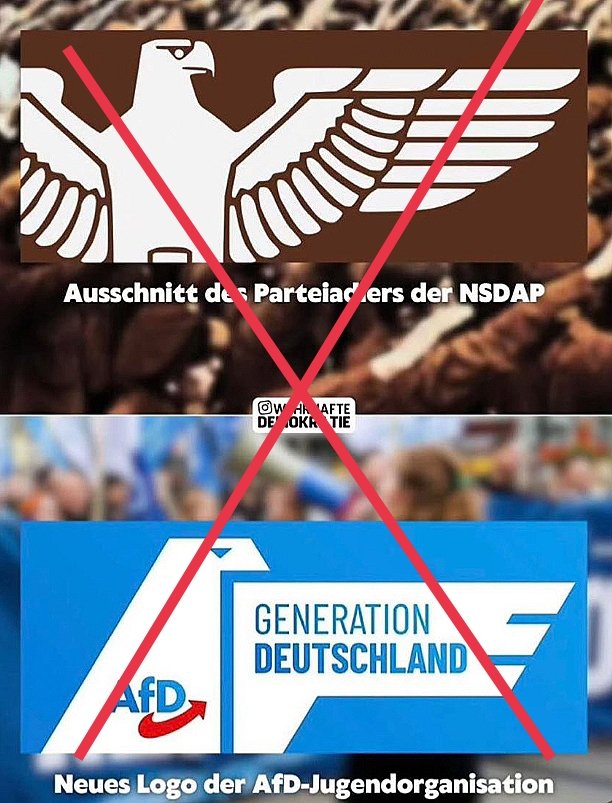 Anonymous00708's tweet image. NAZI-PARTEI‼️
Faschistoide AfD ist eine 
NSDAP 2.0!
Sie ist im Kern eine rassistisch-völkische Nazi-Partei mit 
Nazi-Rassismus
Nazi-Sprüchen
Nazi-Symbolik
Nazi-Ideologie
Nazi-Personal
WANN ENDLICH kapieren das 
@spdbt @cducsubt und leiten ENDLICH ein AfD-Verbotsverfahren ein ?!?