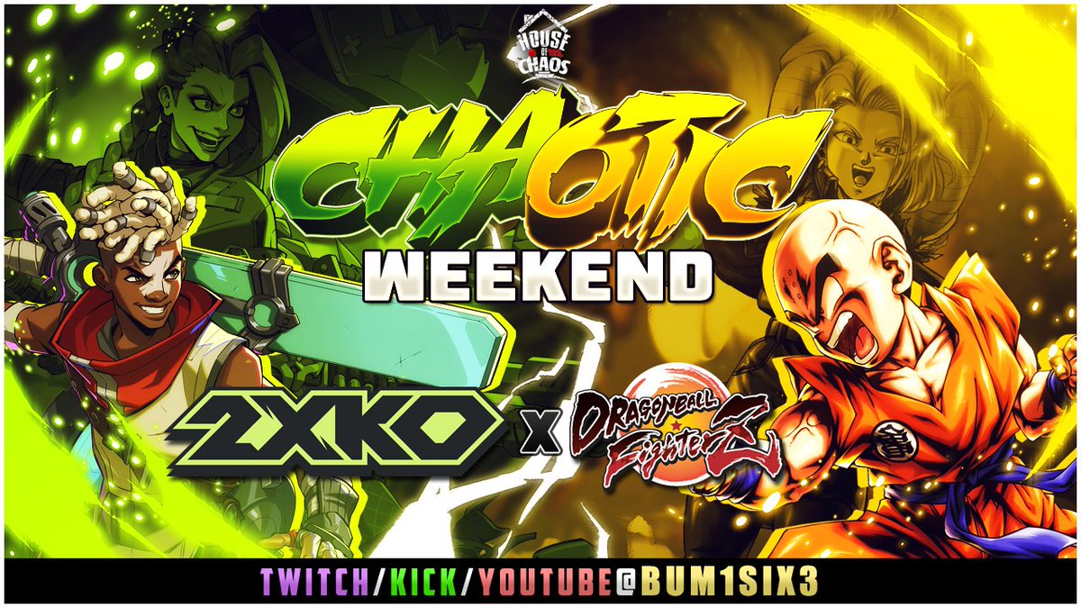 Chaotic Weekend starts today with 2XKO setting off the chaos and following that tomorrow is DBFZ!!!!

start.gg/tournament/hoc… - 2XKO Offline Tourney

start.gg/tournament/tsl… - DBFZ Offline Tourney

Sign up using these links or sign up at the door. 

Address in the sites are