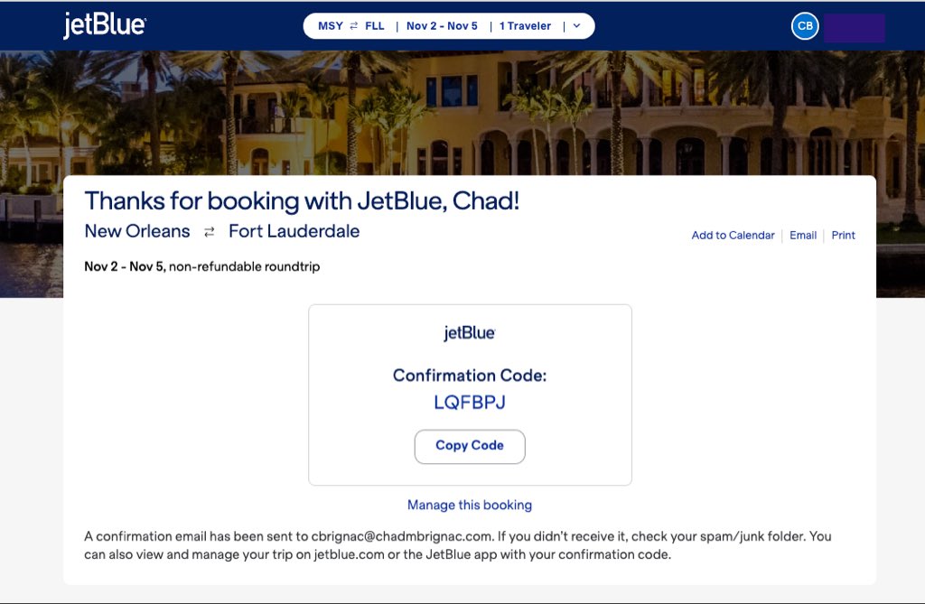 The flight’s booked.
Not the event ticket — the journey.

No food plan. No hotel Room. Just a seat on JetBlue into Fort Lauderdale.
From there, I’ll take the Tri-Rail north toward West Palm Beach and keep walking toward
purpose.

Faith doesn’t wait for comfort