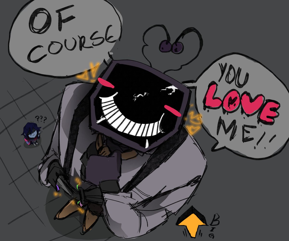 mr_bee04's tweet image. Aquí pienso que no habría una pelea como tal como con spamton canon, solo que Tenna no quisiera dejarle ir, Kris diría que le gusta todavía la TV y Tenna muy feliz y esperanzado le dejaría ir. Porque después de todo, se volverían a encontrar...    
#SwitchSpamtenna #deltaruneAU