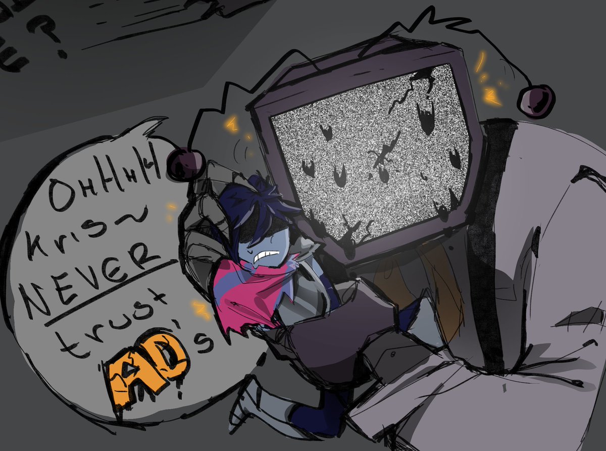 mr_bee04's tweet image. Aquí pienso que no habría una pelea como tal como con spamton canon, solo que Tenna no quisiera dejarle ir, Kris diría que le gusta todavía la TV y Tenna muy feliz y esperanzado le dejaría ir. Porque después de todo, se volverían a encontrar...    
#SwitchSpamtenna #deltaruneAU