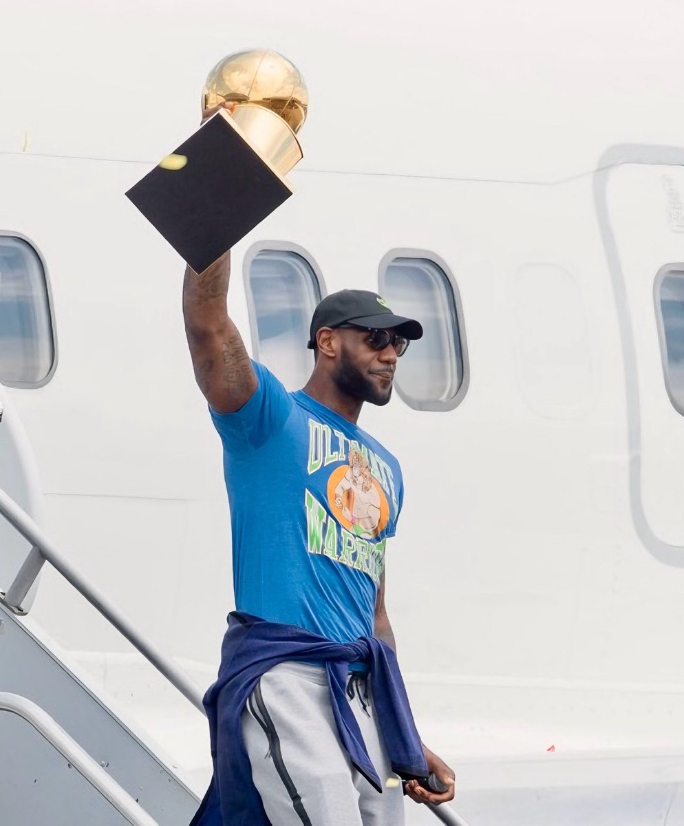 LeBron wearing the ULTIMATE WARRIOR shirt after the legendary 3-1 comeback