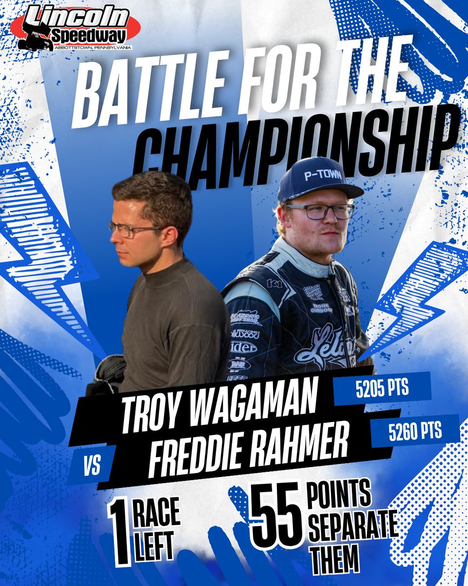 With just 1️⃣ 50 lap feature remaining Freddie Rahmer has a 5️⃣5️⃣ point advantage over <a href="/19_Wagaman_Jr/">Troy Wagaman Jr</a> in the battle for the 410 sprint car championship!