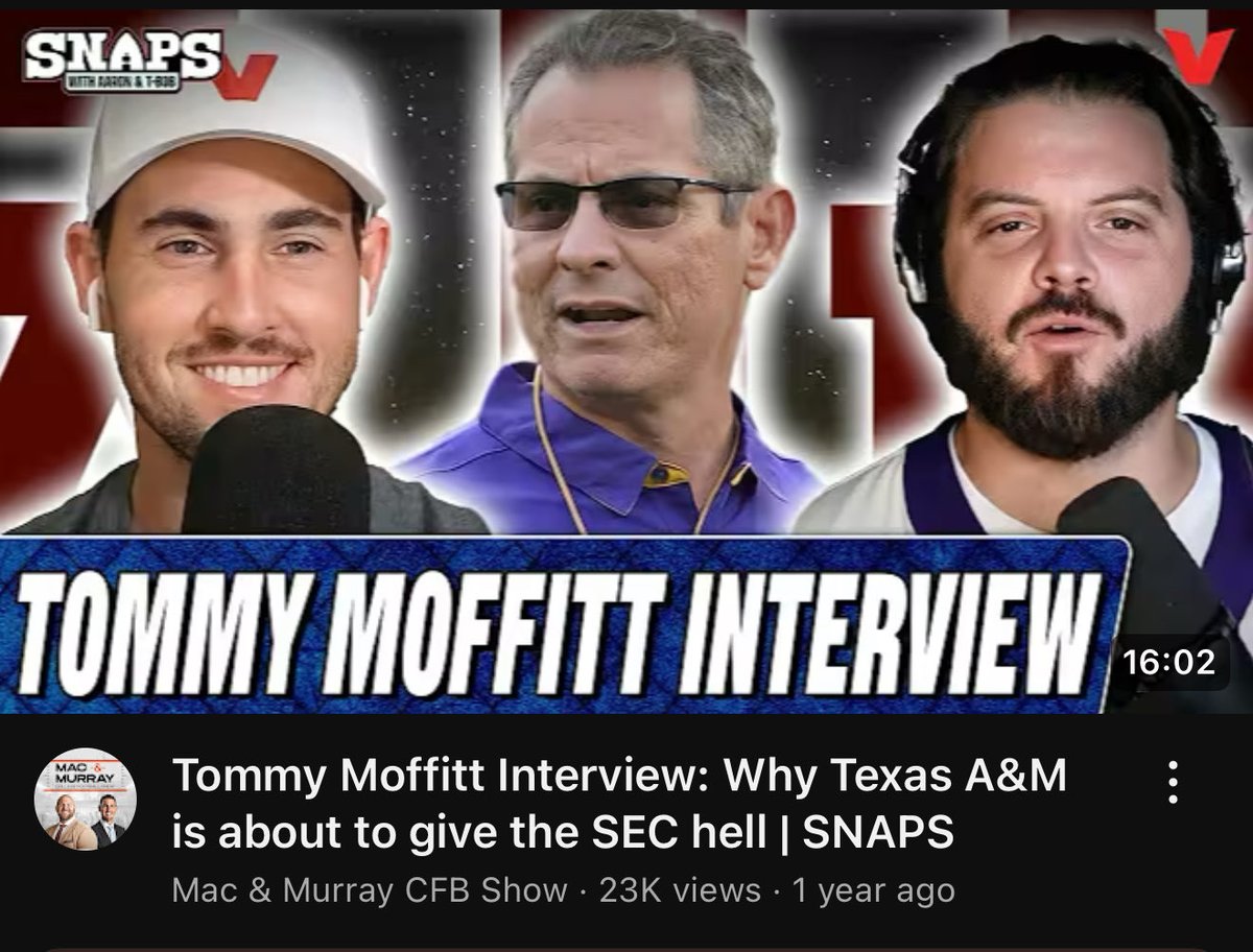 Tried to tell yall over a year ago that A&amp;M hiring Tommy Moffit was going to change everything 

📺: youtu.be/DcfHqMflkak?si…