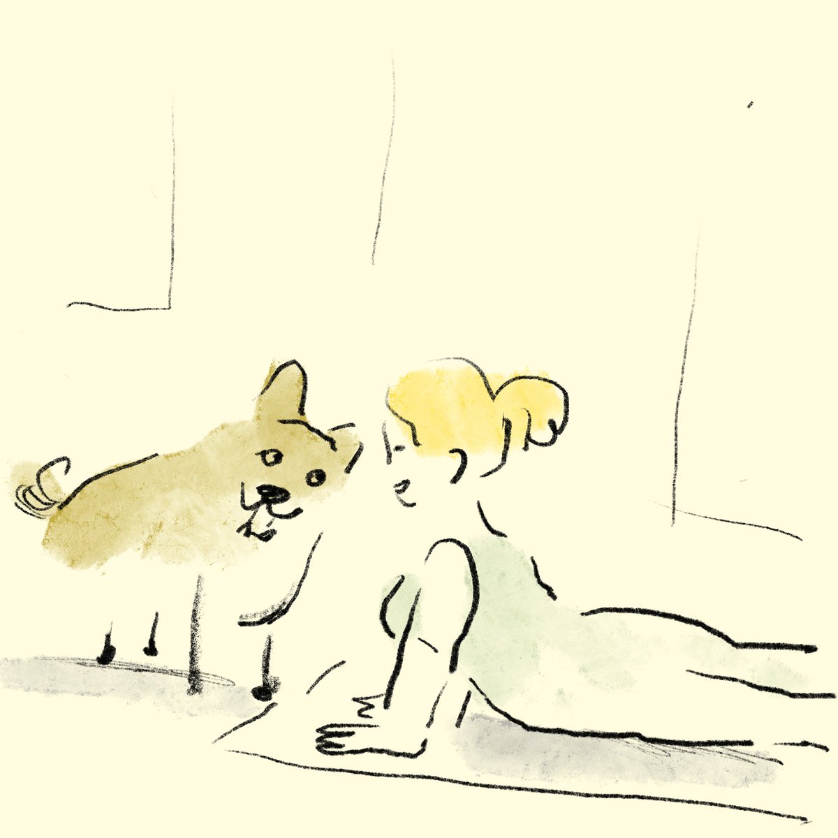 スケッチ
ピラティスしてると絡みに来る犬
