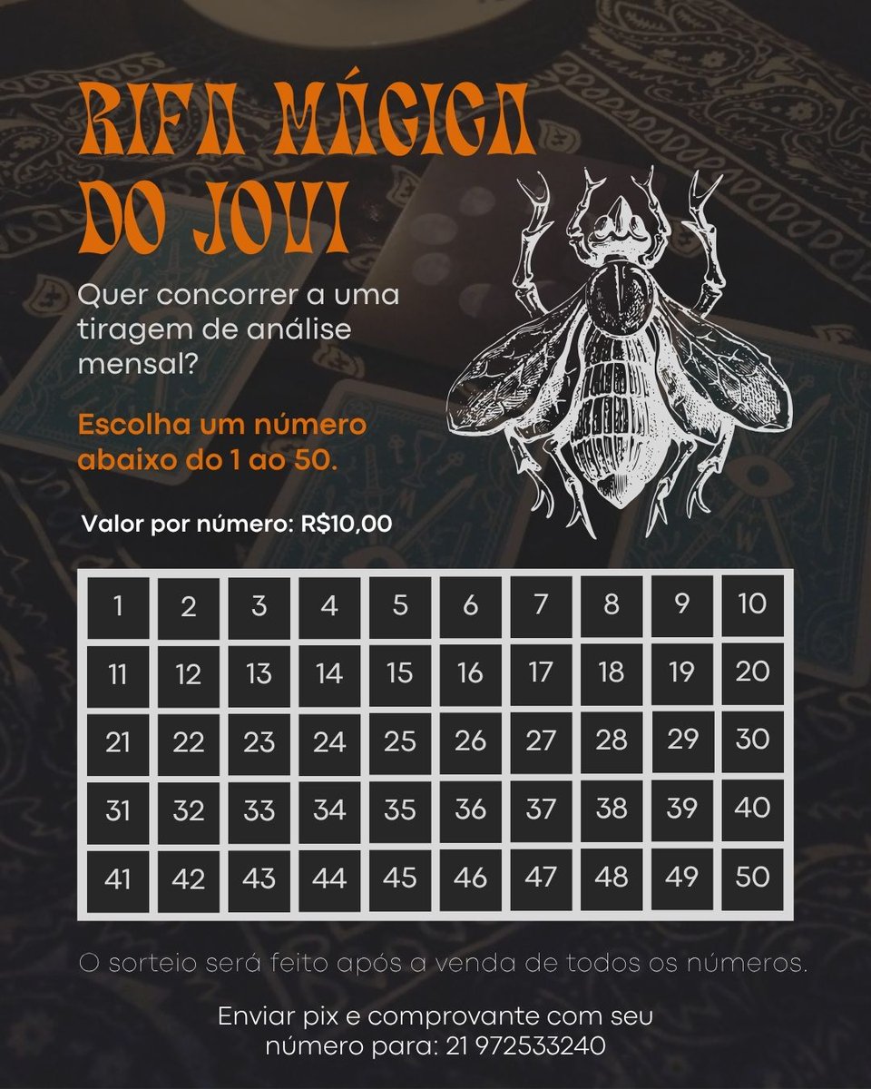 uselessmagic_'s tweet image. Atenção witches ⚠️
Por apenas 10 reais você pode concorrer a uma análise mensal minha, caso queira participar, mande o comprovante do pix pro meu número (tanto o pix quanto o contato são o mesmo)