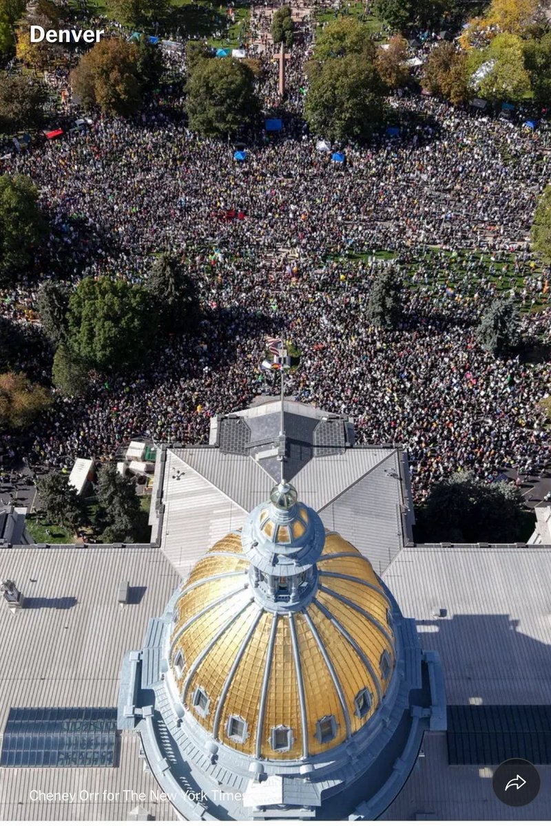 Multitudinarias manifestaciones en 2600 ciudades de EEUU, bajo la (muy pertinente) consigna #NoKings
"Trump está implementando un plan detallado, paso a paso, para intentar destruir todo lo q protege nuestra democracia: libertad de expresión, elecciones justas, prensa