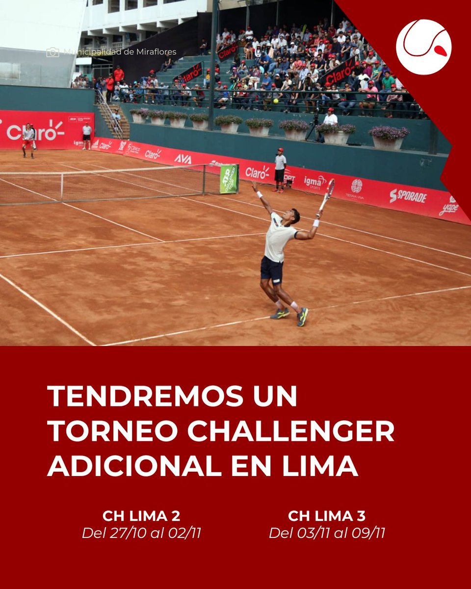 DecisivoTenisPe's tweet image. 🚨🎾🇵🇪 ¡HABRÁ 3 CHALLENGERS DE LIMA EN 2025!

La ATP actualizó su calendario oficial del circuito Challenger y ha decidido otorgarle a Lima la fecha que le correspondía a 🇪🇨 Guayaquil, quien tuvo que postergar su torneo por temas de seguridad.

Esto significa que en Lima…