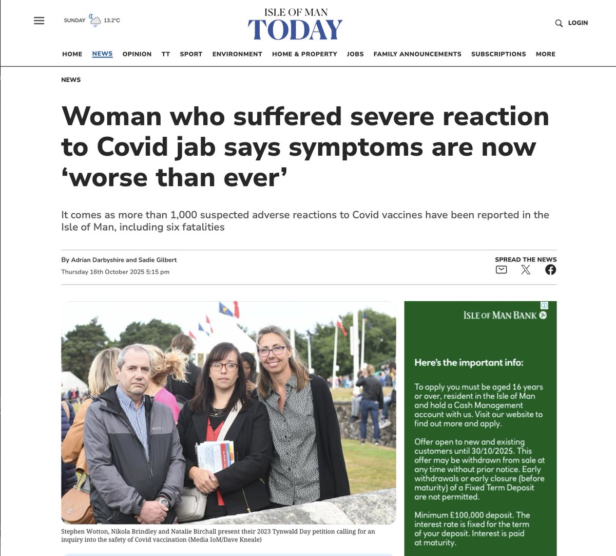 So let me put this report in some context ...

The Isle of Man has a population of 84,523
( This is the Isle of Man's latest official resident population estimate )

FOI showed:

Total Reports: 

1,095 suspected adverse drug reactions (Yellow Card reports) linked to Covid-19