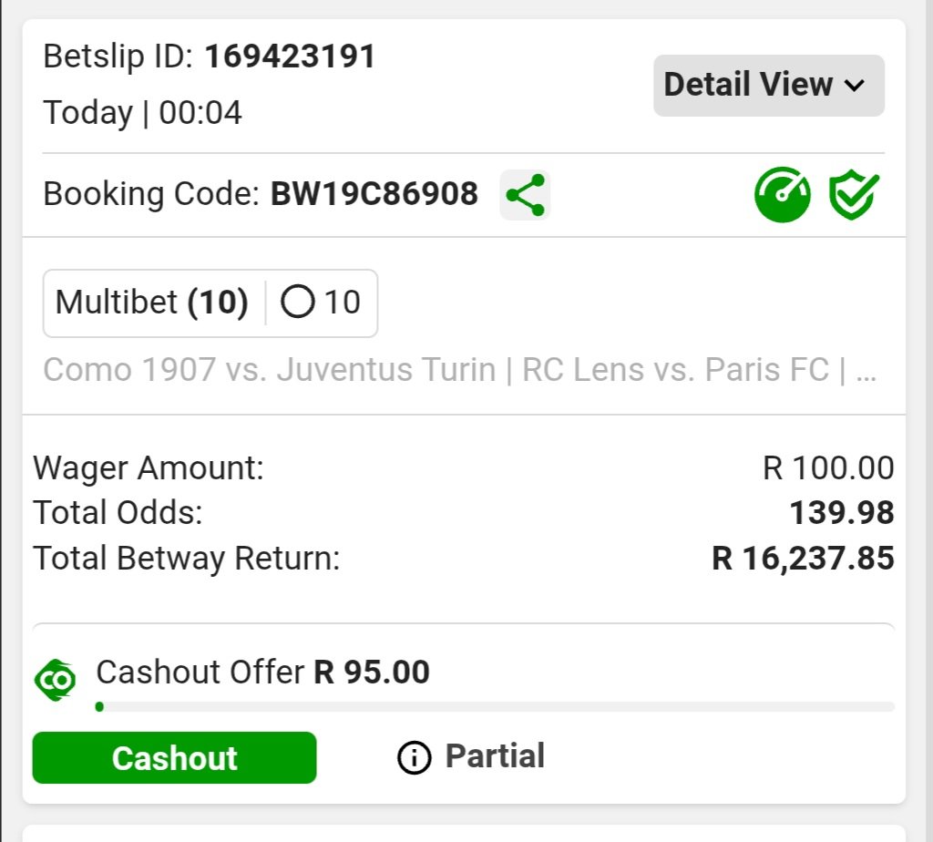 R16 237.85(Potential Output) / R100(Input) / 139.98 (Odds)
⚽️🔥
Use Betway Code : BW19C86908
