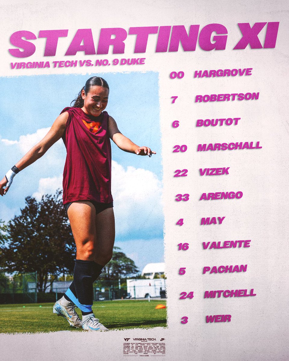 tonight's starting group 💪

📲 vthoki.es/WSOC

#Hokies