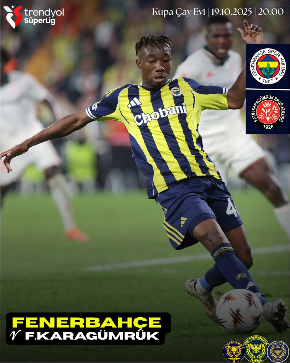 🏆 Trendyol Süper Lig 9.Hafta 
🆚 F.Karagümrük
🗓️ 19 Ekim 2025
🕗 20.00
🏟️ Chobani Stadyumu
📍 Kupa Çay Evi
#ErzurumLiseGFB
