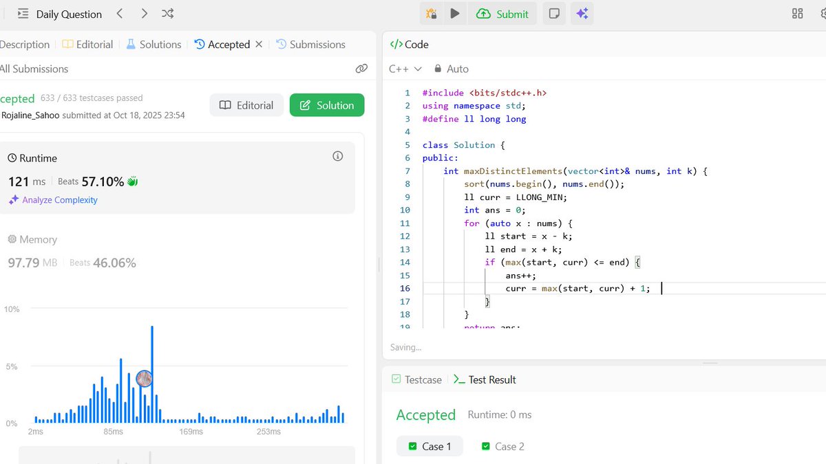 RojalineSa93267's tweet image. Day 27 of #100DaysOfCode Completed today’s LeetCode problem — making it 110 consecutive days of daily problem-solving!
#LeetCode #CodingJourney #Zigbee #100DaysOfCodeChallenge
