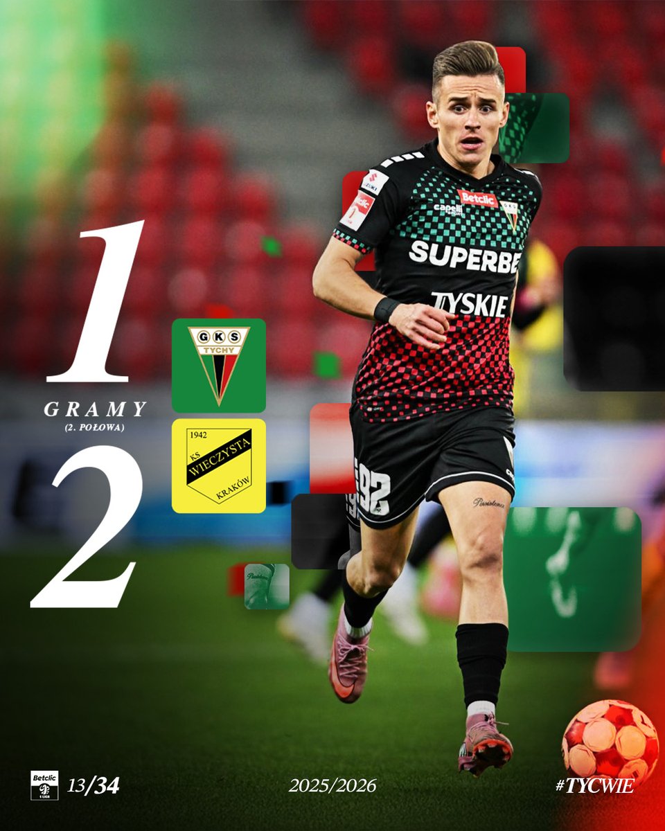 KP_GKSTychy's tweet photo. 46'| 𝐖𝐚𝐥𝐜𝐳𝐲𝐦𝐲 𝐓𝐘𝐒𝐙𝐀𝐍𝐈𝐄! ✊
🔁Mamy pierwszą zmianę w naszym zespole.
⬇️Kubik
⬆️Sanyang
---
📺TVP 3 (multiliga), https://t.co/rmMfGhUlcJ
---
#TYCWIE 1:2 ⚔️ https://t.co/Bu6D8yCvpN