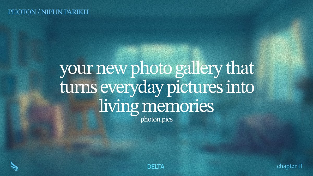 nipunmaster's tweet image. One liner for Photon
Week 1 of @enter_delta @_TheResidency is about to end. Insane progress made by everyone! 

Sign up to the waitlist today at photon.pics if you want to experience the future of photo gallery apps!