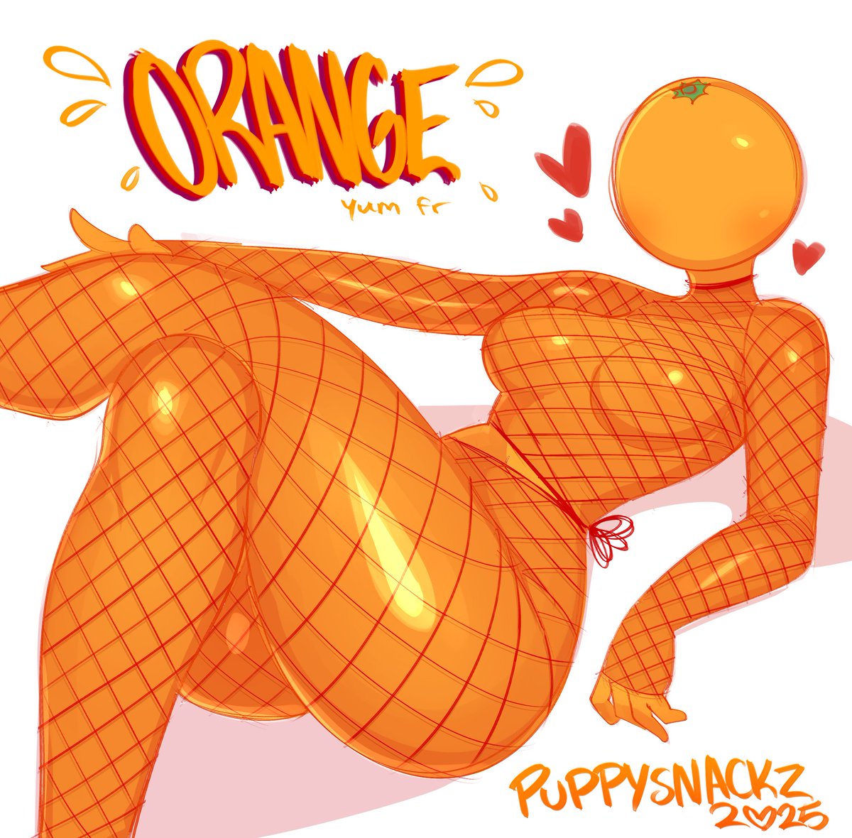 random orange lady. dem fishnets rock her