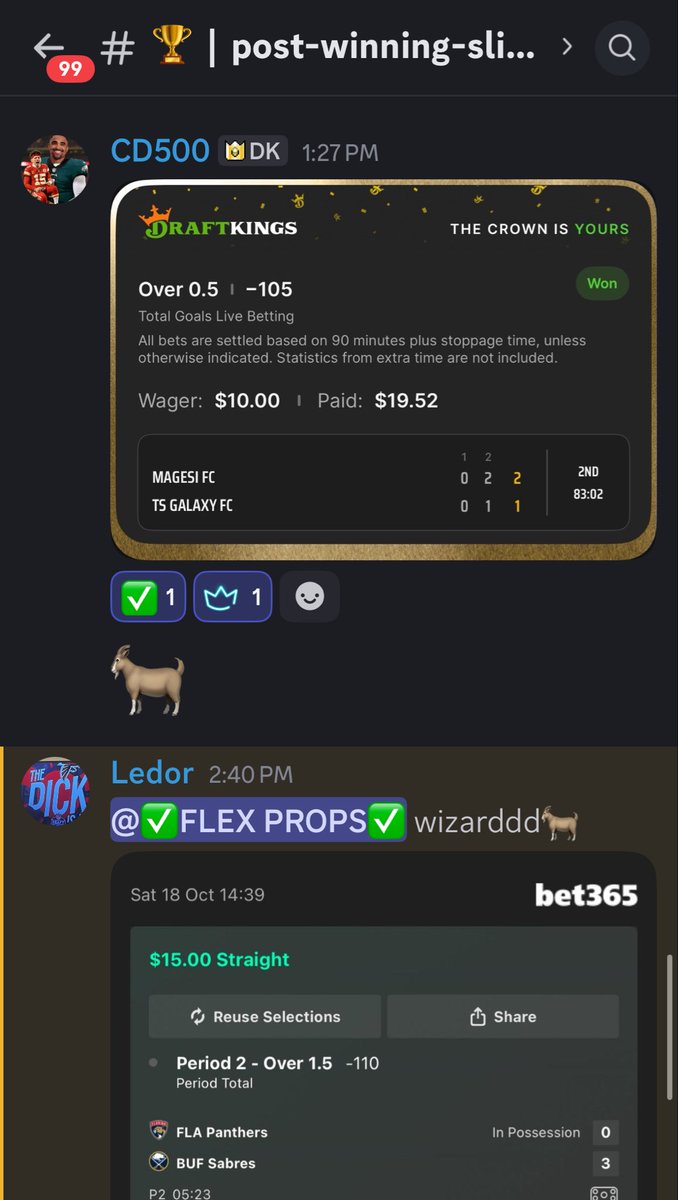 flexprops's tweet image. ✅Cash The VIP NHL Live ✅

🏒 Panthers vs Sabres
✅Over 1.5 2nd Period Goals ✅

💎 We doubling up. Get in VIP for the next bet and exclusive plays: dubclub.win/FlexProps/