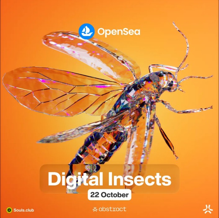 WL GIVEAWAY! 

The Digital Insect NFT collection is coming to Abstract Chain and <a href="/opensea/">OpenSea</a> on **October 22.

I’m giving away 20 GTD spots for my community/followers!

To enter:

1. Follow me <a href="/Quduslee914/">ＱＵＤＵＳＬＥＥ</a> and <a href="/SoulsClubInc/">Souls.club</a>
2. RT this post
3. Drop your AGW wallet below 
4 . Tag 3