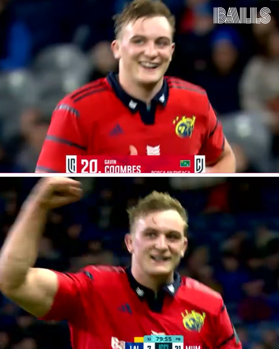 ballsdotie's tweet photo. Gavin Coombes with the big smile and fistpump to the Munster fans on the Hill after getting a yellow card in the 80th minute. 

A Munster icon. https://t.co/ne9L2aePOV