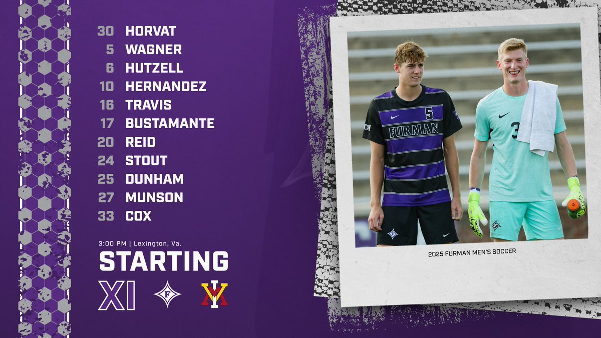 The Paladins are on the road at VMI this afternoon. Meet today's starting XI.