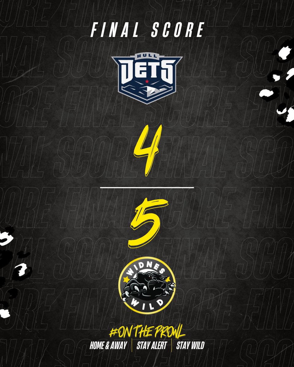 60:00 | It’s a performance full of character this evening as we claim a WIN over Hull Jets on the road! 🤩

A strike from #17 Hopkins, followed up by 2 quick markers from #20 Hughes and #14 Grimshaw was enough to see Widnes claim the full 3️⃣ points! 🙌

✈️ 4-5 🐾 

#OnTheProwl