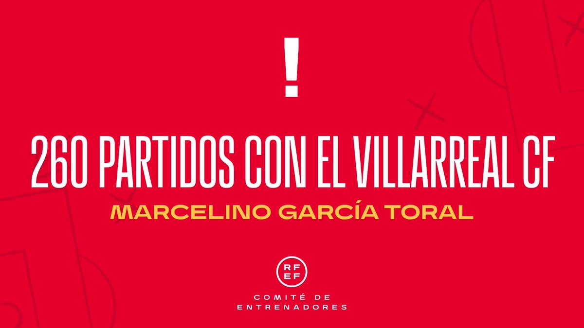 🏁 LA CIFRA | <a href="/Marcelino/">Marcelino Garcia Toral</a> se convierte en el entrenador con más partidos en la historia del <a href="/VillarrealCF/">Villarreal CF</a>, con 2️⃣6️⃣0️⃣

🔛 Debut: 19/1/2013

✅ 128
🟰 67
❌ 65

#EntrenadoresRFEF