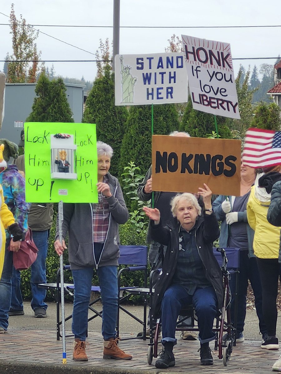 mythosthebear's tweet photo. Small town America, No Kings protest.  Impressive for how small we are! #NoKingsDayOct18th #NoKingsOct18 #NoKings #NoKingsProtest #NoKingsInAmerica 1/ https://t.co/cY22FWHhQD